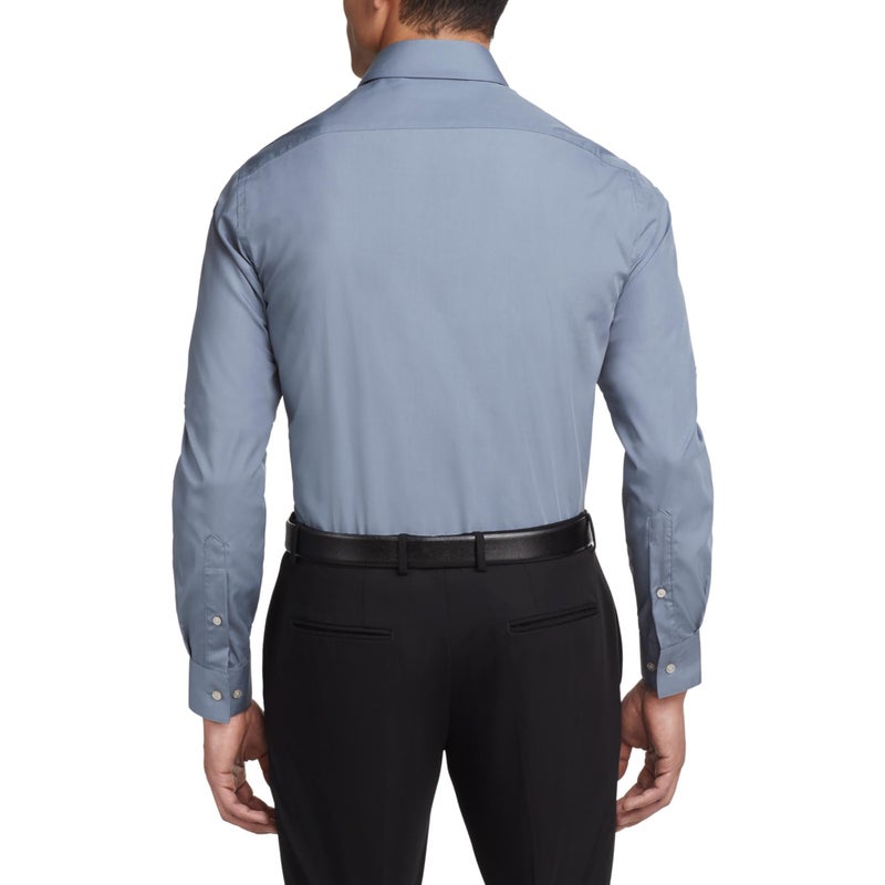 Van Heusen Men's Dress Shirt Fitted Poplin Solid, Grey, 18.5" Neck 34"-35" Sleeve - Image 2